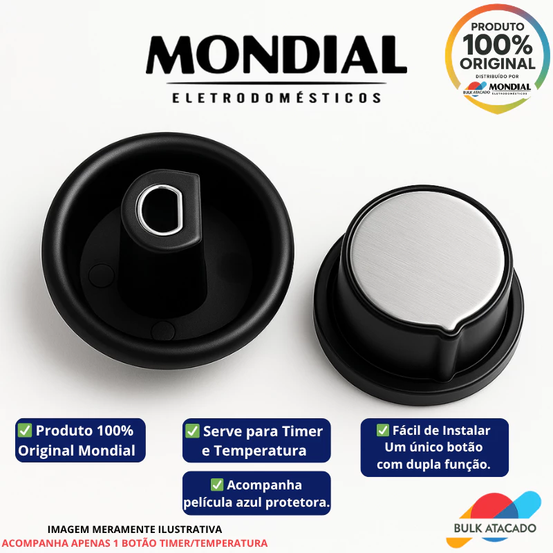 Botão Original Mondial para AirFryer AFN 40 AFN 50 AFN 51 — Serve para Timer e Temperatura